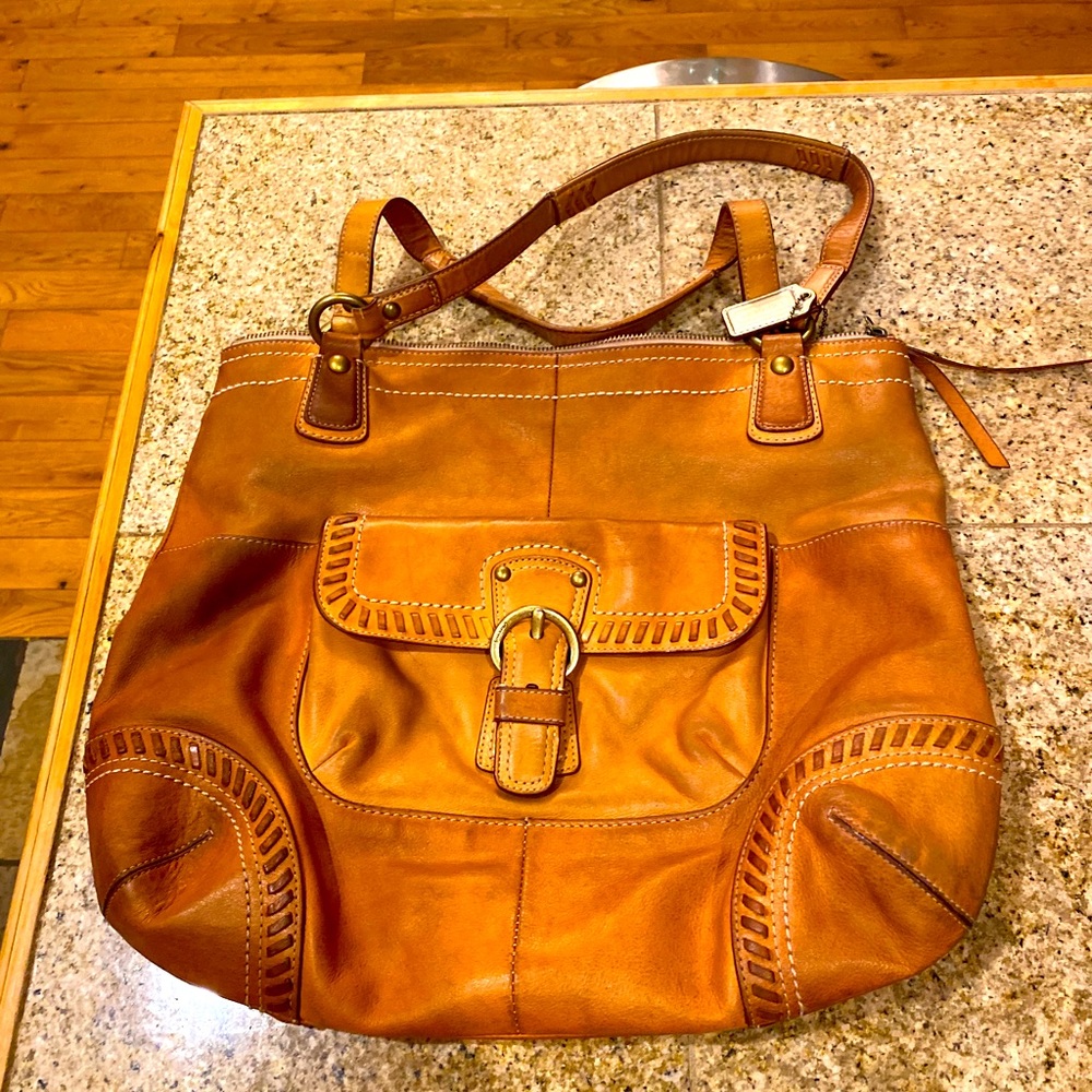 Coach Extra large Poppy distressed leather Hobo